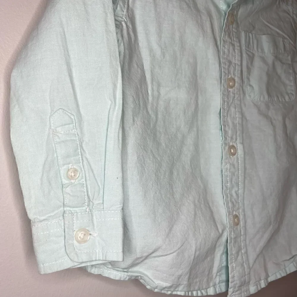 Carter’s Button Down Shirt pastel Green and OshKosh B’gosh Jeans Size 3T